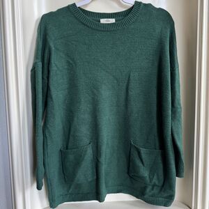 Entro Green Loose Fit Sweater With Two Front Pockets Size Small/Medium